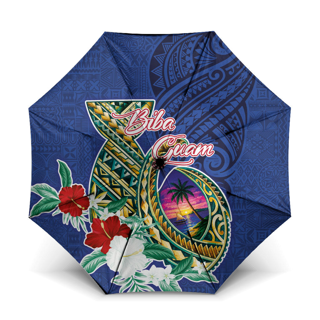 Guam Chamorro Umbrella Tribal Latte Stone and Seal Artwork Polynesian Patterns LT03 One Size Folded 11.42 inch Opened Diameter 37.4 inch Multicolor - Polynesian Pride
