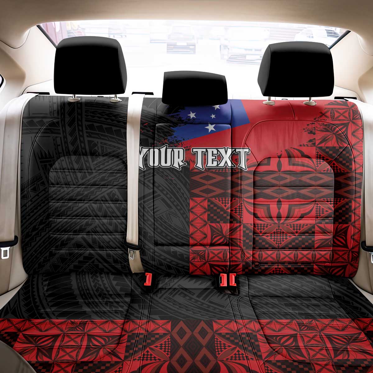 Personalised Samoa 685 Back Car Seat Cover Siapo Pattern and Samoa Flag Design LT03 - Polynesian Pride