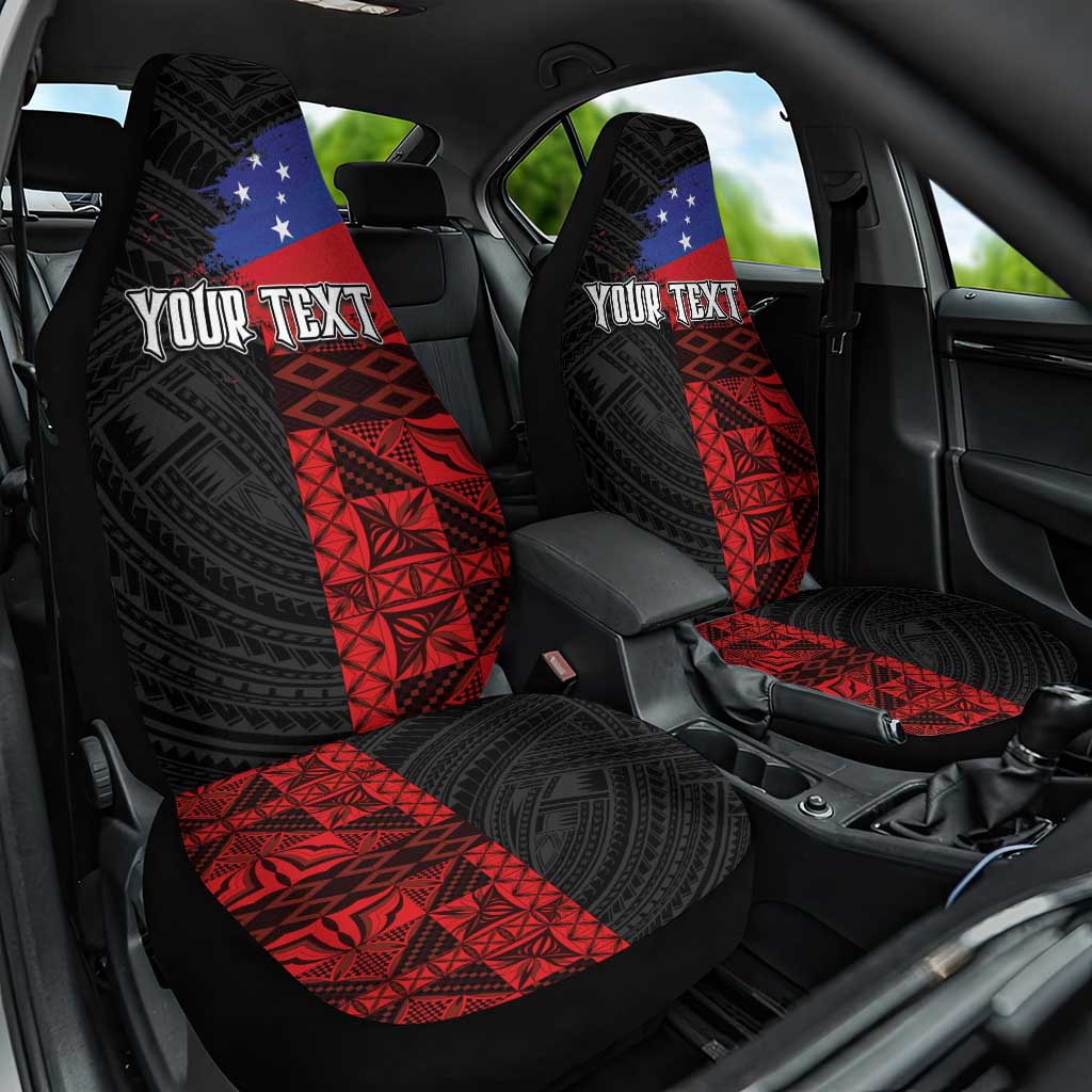 Personalised Samoa 685 Car Seat Cover Siapo Pattern and Samoa Flag Design LT03 One Size Black - Polynesian Pride