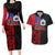 Personalised Samoa 685 Couples Matching Long Sleeve Bodycon Dress and Hawaiian Shirt Siapo Pattern and Samoa Flag Design