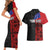 Personalised Samoa 685 Couples Matching Short Sleeve Bodycon Dress and Hawaiian Shirt Siapo Pattern and Samoa Flag Design