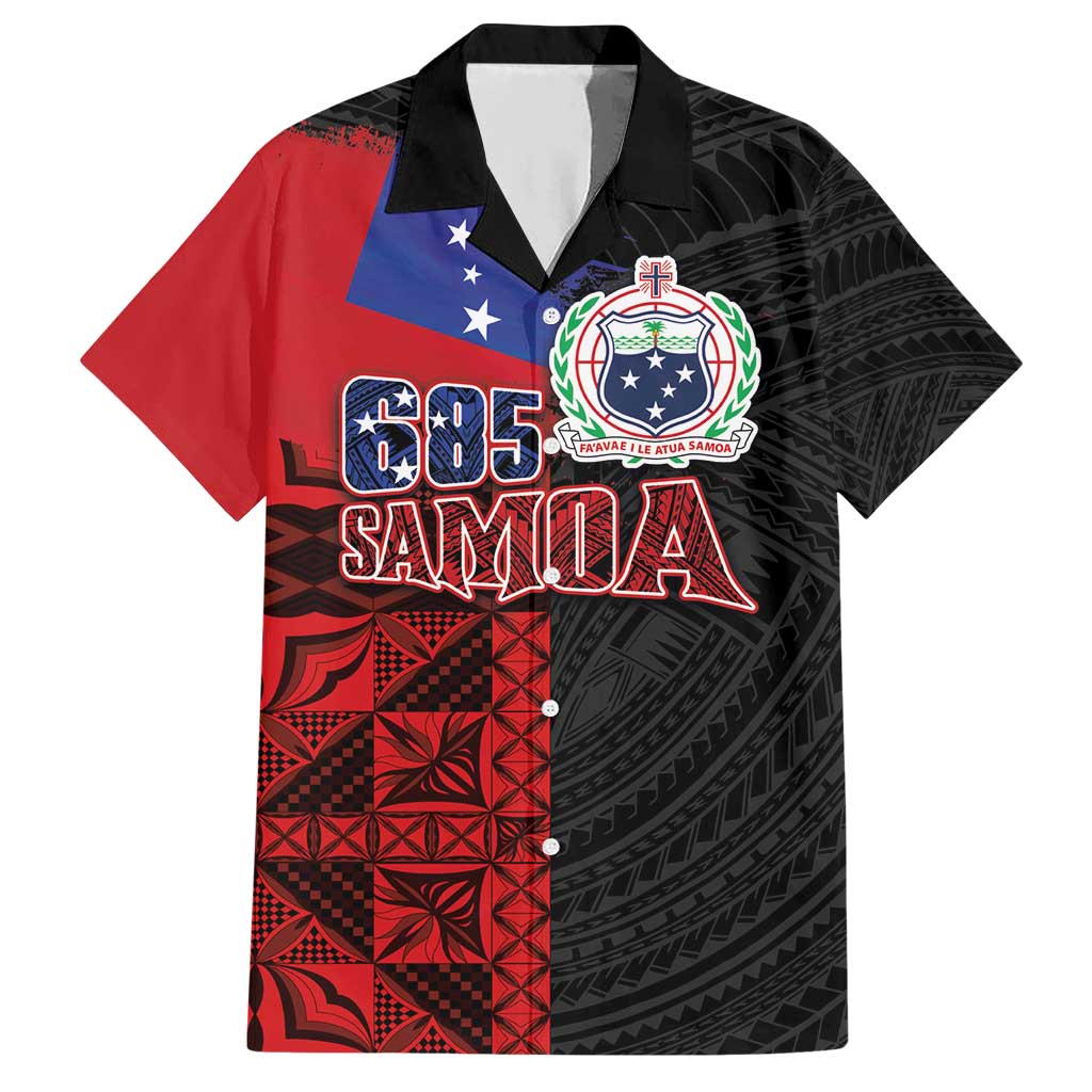 Personalised Samoa 685 Hawaiian Shirt Siapo Pattern and Samoa Flag Design LT03 Black - Polynesian Pride