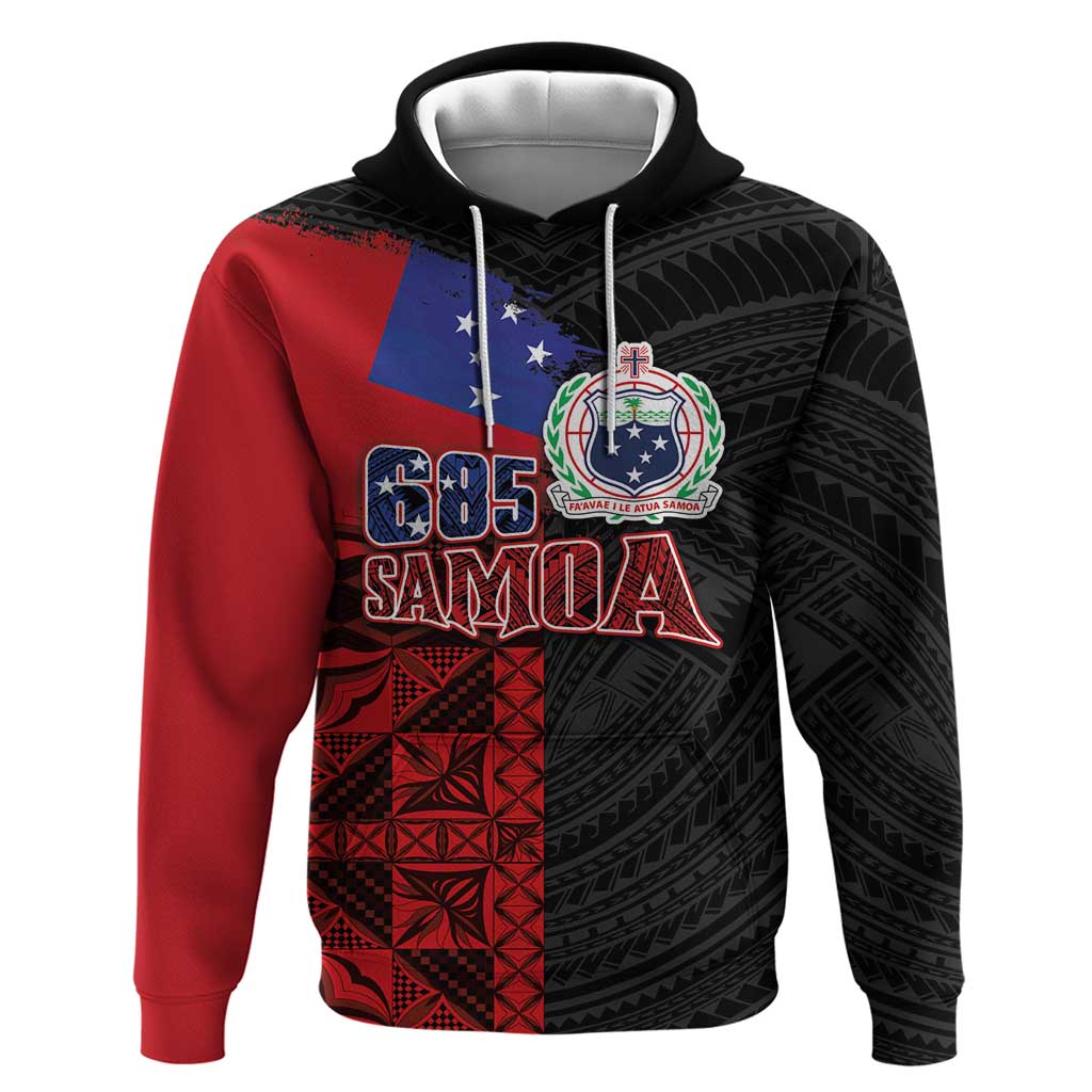 Personalised Samoa 685 Hoodie Siapo Pattern and Samoa Flag Design LT03 Pullover Hoodie Black - Polynesian Pride
