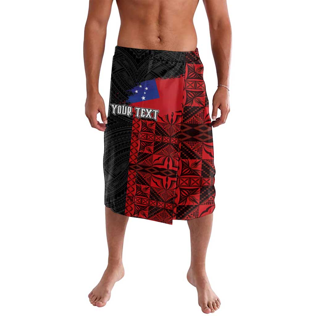 Personalised Samoa 685 Lavalava Siapo Pattern and Samoa Flag Design LT03 Black - Polynesian Pride