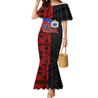 Personalised Samoa 685 Mermaid Dress Siapo Pattern and Samoa Flag Design LT03 Women Black - Polynesian Pride