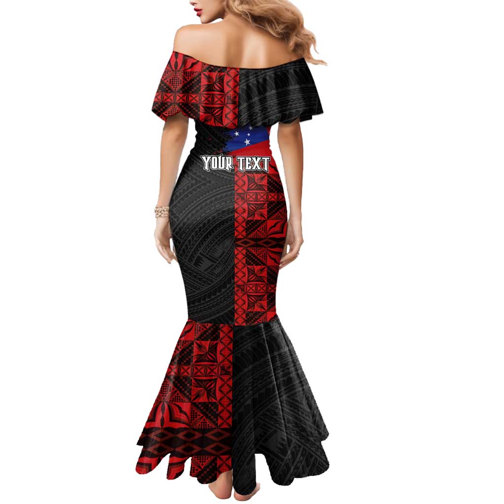 Personalised Samoa 685 Mermaid Dress Siapo Pattern and Samoa Flag Design LT03 - Polynesian Pride