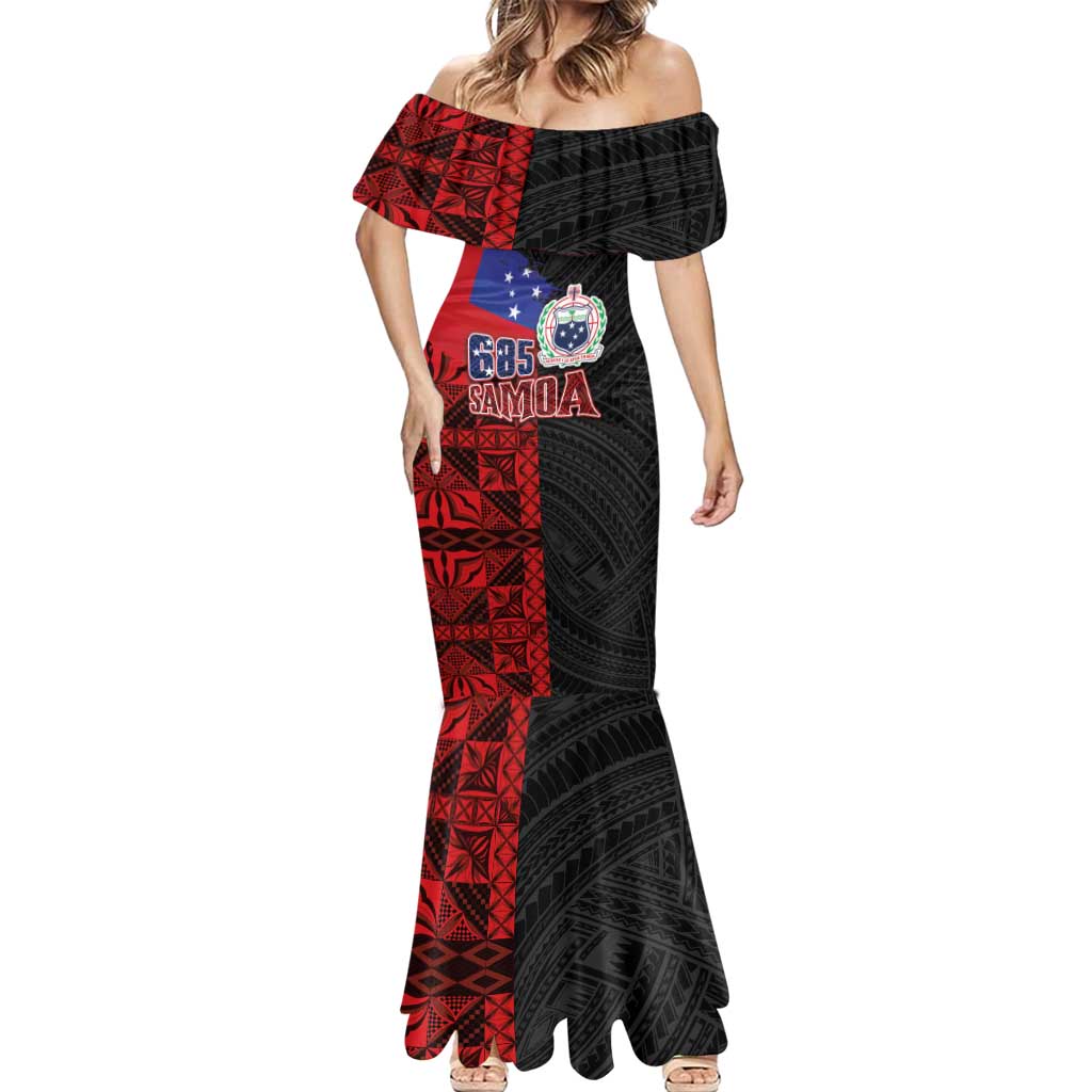 Personalised Samoa 685 Mermaid Dress Siapo Pattern and Samoa Flag Design LT03 - Polynesian Pride