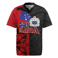 Personalised Samoa 685 Rugby Jersey Siapo Pattern and Samoa Flag Design LT03 Black - Polynesian Pride