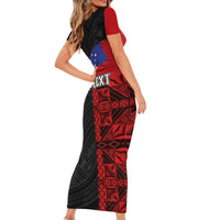 Personalised Samoa 685 Short Sleeve Bodycon Dress Siapo Pattern and Samoa Flag Design LT03 - Polynesian Pride