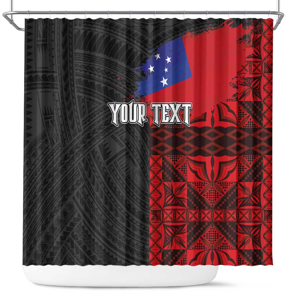 Personalised Samoa 685 Shower Curtain Siapo Pattern and Samoa Flag Design