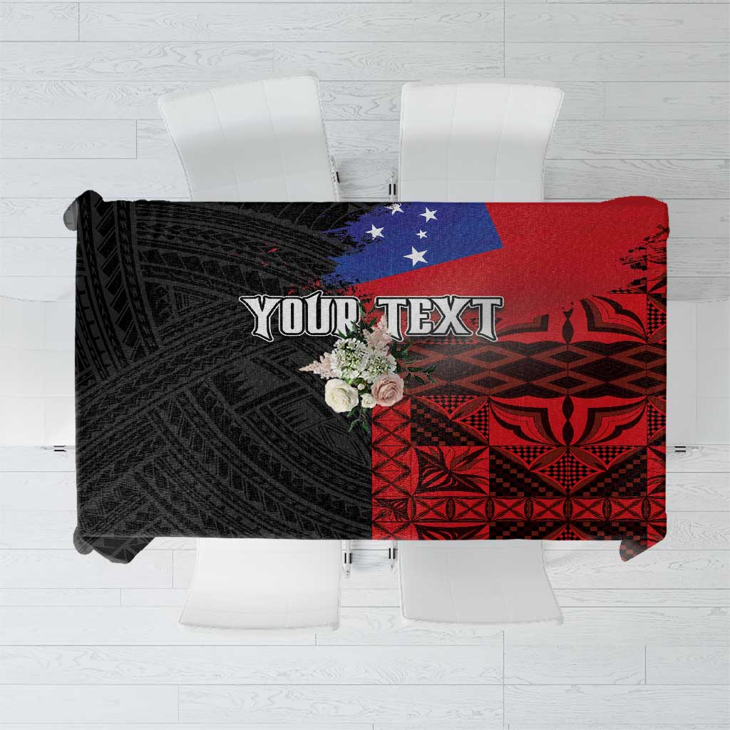 Personalised Samoa 685 Tablecloth Siapo Pattern and Samoa Flag Design LT03 Black - Polynesian Pride