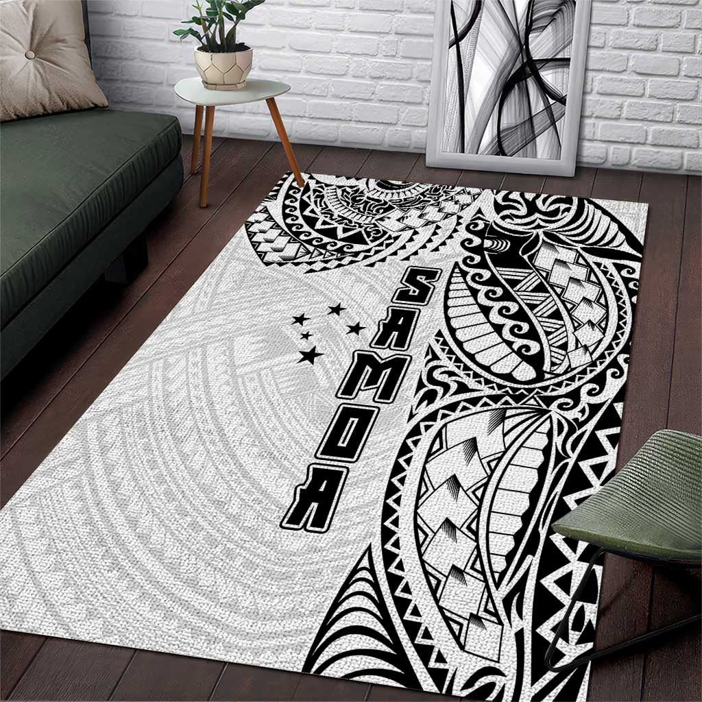 Samoa 685 Art Traditional Tattoo Pattern Area Rug White Color LT03 White - Polynesian Pride