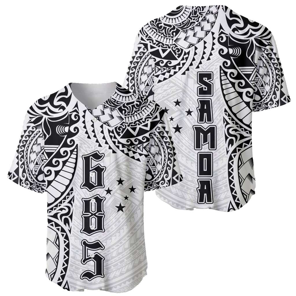 Samoa 685 Art Traditional Tattoo Pattern Baseball Jersey White Color LT03 - Polynesian Pride