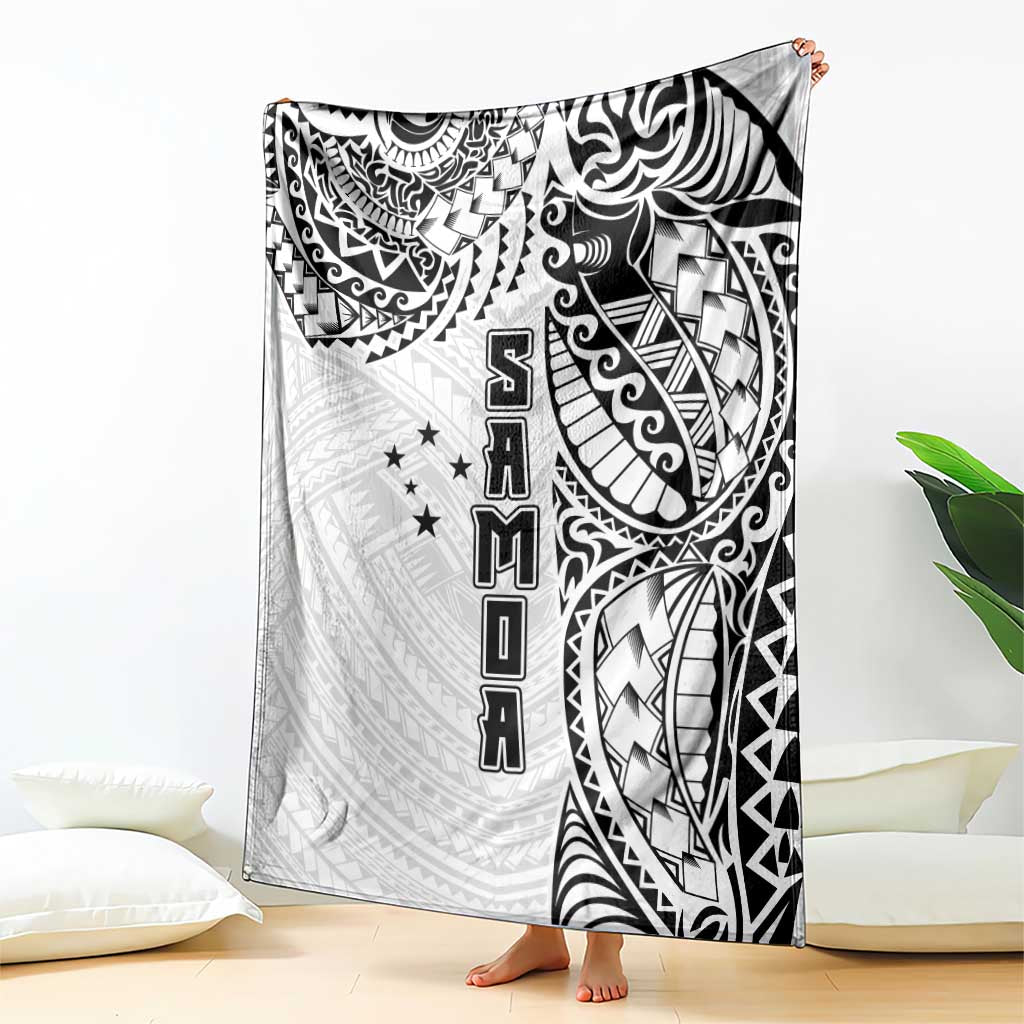 Samoa 685 Art Traditional Tattoo Pattern Blanket White Color LT03 - Polynesian Pride