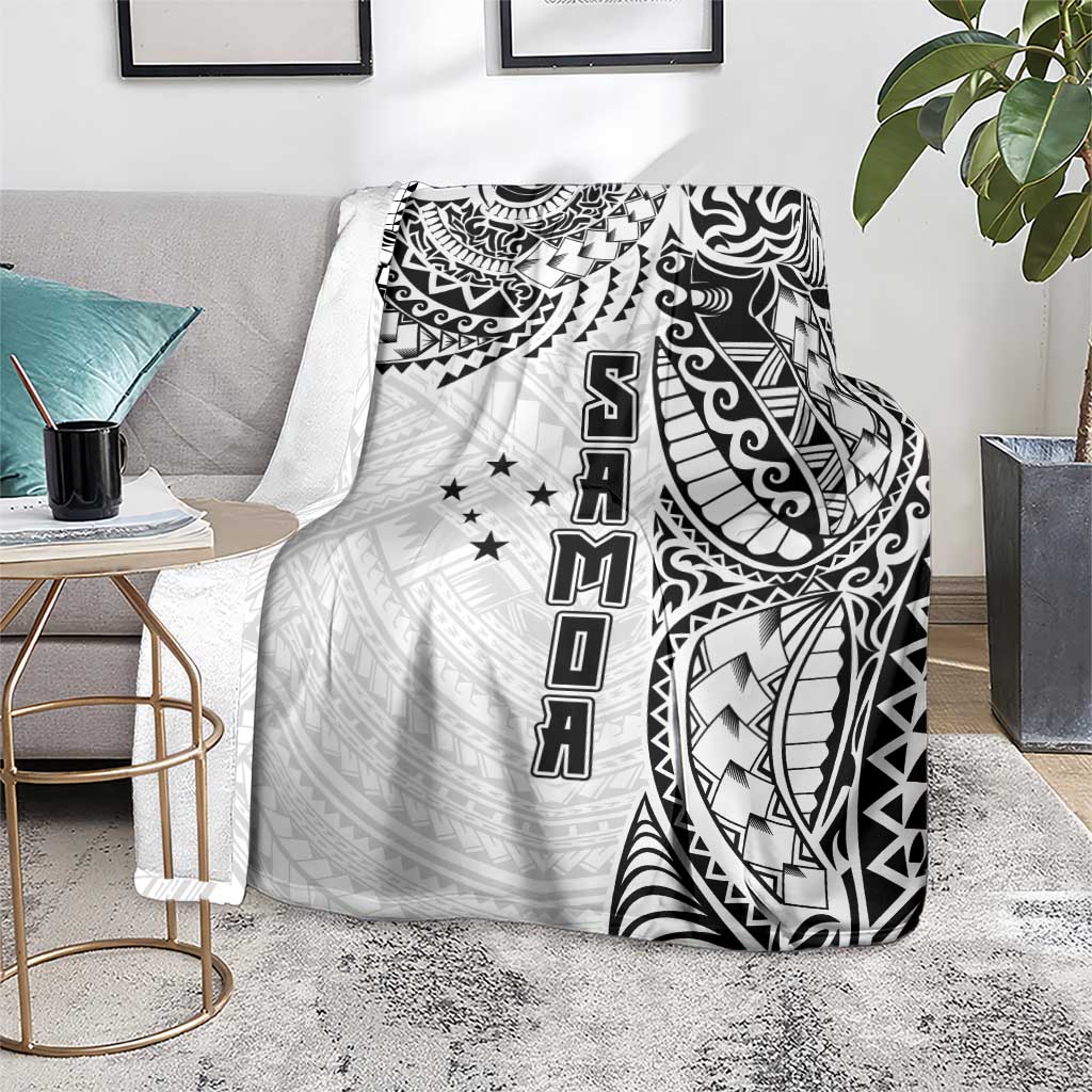 Samoa 685 Art Traditional Tattoo Pattern Blanket White Color LT03 - Polynesian Pride