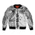 Samoa 685 Art Traditional Tattoo Pattern Bomber Jacket White Color