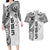 Samoa 685 Art Traditional Tattoo Pattern Couples Matching Long Sleeve Bodycon Dress and Hawaiian Shirt White Color