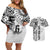 Samoa 685 Art Traditional Tattoo Pattern Couples Matching Off Shoulder Short Dress and Hawaiian Shirt White Color