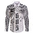 Samoa 685 Art Traditional Tattoo Pattern Family Matching Long Sleeve Bodycon Dress and Hawaiian Shirt White Color