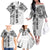 Samoa 685 Art Traditional Tattoo Pattern Family Matching Off The Shoulder Long Sleeve Dress and Hawaiian Shirt White Color