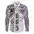 Samoa 685 Art Traditional Tattoo Pattern Family Matching Off The Shoulder Long Sleeve Dress and Hawaiian Shirt White Color