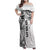 Samoa 685 Art Traditional Tattoo Pattern Family Matching Off Shoulder Maxi Dress and Hawaiian Shirt White Color