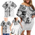 Samoa 685 Art Traditional Tattoo Pattern Family Matching Off Shoulder Short Dress and Hawaiian Shirt White Color