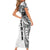 Samoa 685 Art Traditional Tattoo Pattern Family Matching Short Sleeve Bodycon Dress and Hawaiian Shirt White Color