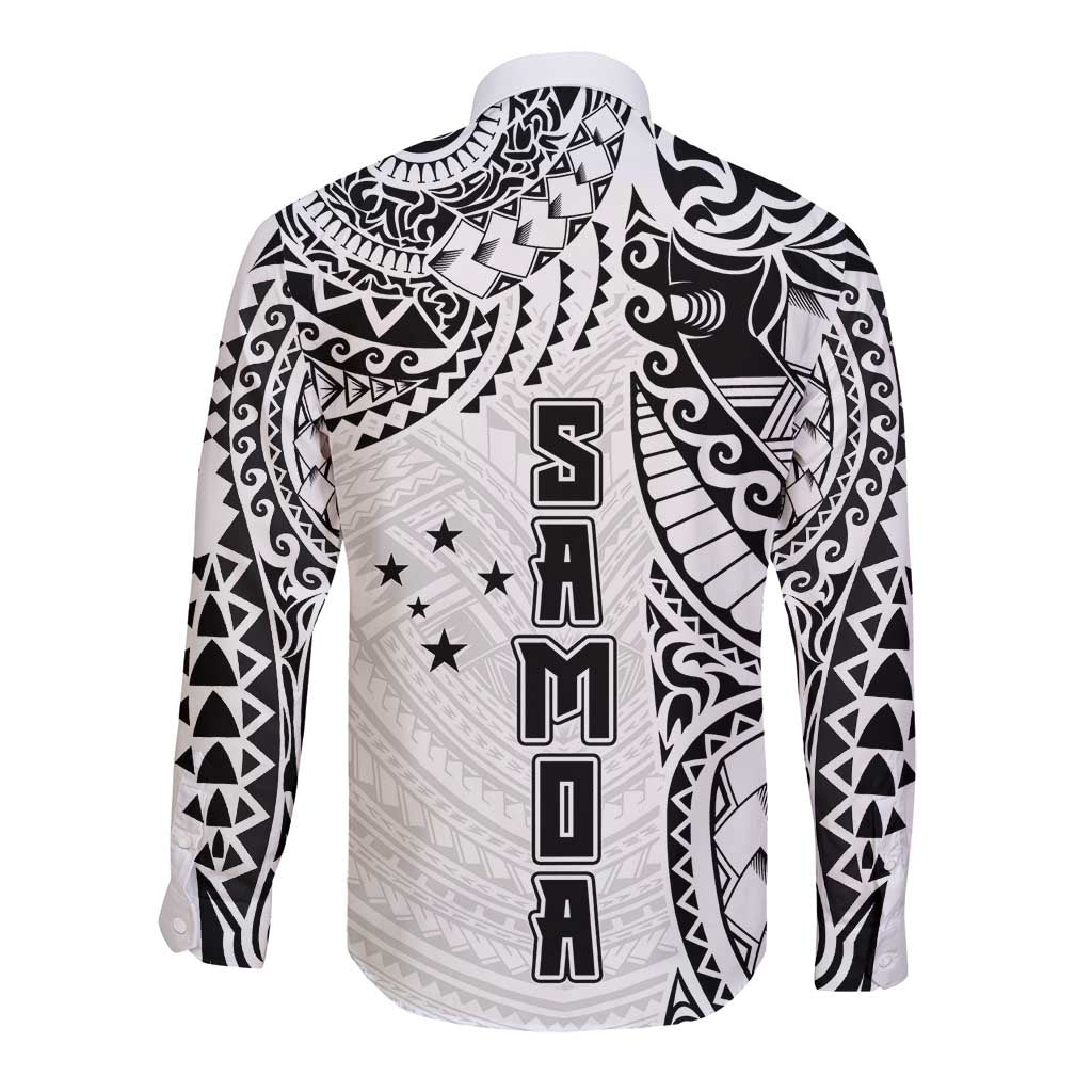 Samoa 685 Art Traditional Tattoo Pattern Long Sleeve Button Shirt White Color LT03 - Polynesian Pride