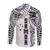 Samoa 685 Art Traditional Tattoo Pattern Long Sleeve Button Shirt White Color LT03 - Polynesian Pride
