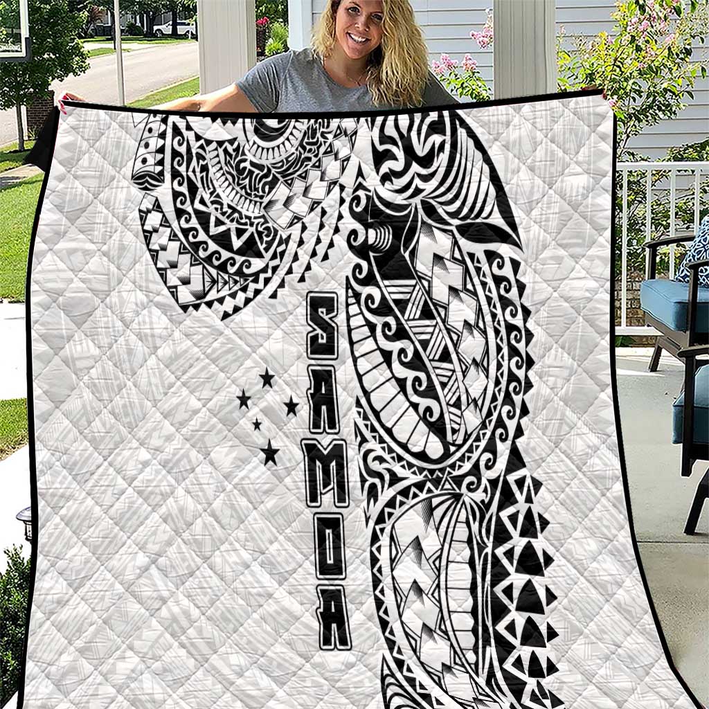 Samoa 685 Art Traditional Tattoo Pattern Quilt White Color LT03 White - Polynesian Pride
