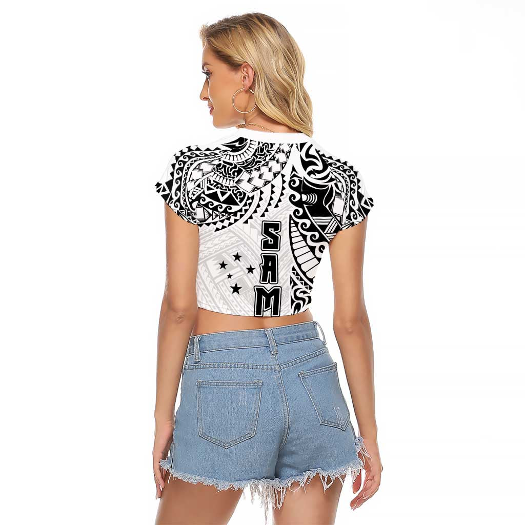 Samoa 685 Art Traditional Tattoo Pattern Raglan Cropped T Shirt White Color LT03 - Polynesian Pride