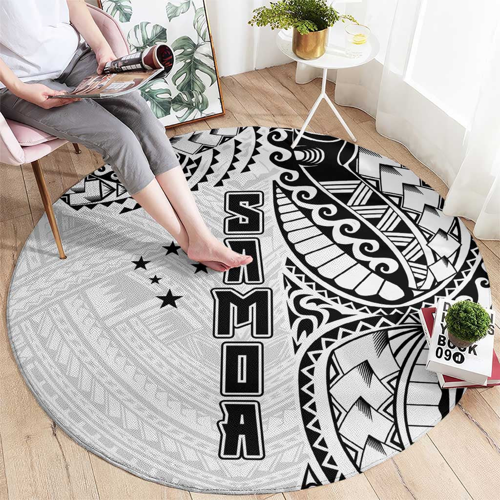 Samoa 685 Art Traditional Tattoo Pattern Round Carpet White Color LT03 - Polynesian Pride