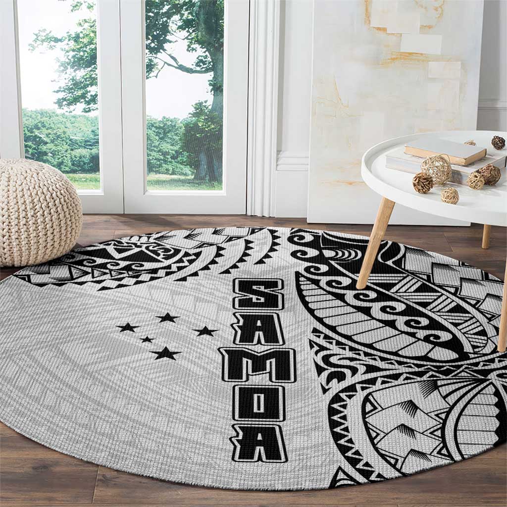 Samoa 685 Art Traditional Tattoo Pattern Round Carpet White Color LT03 - Polynesian Pride