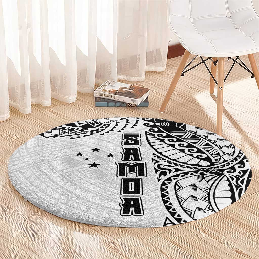 Samoa 685 Art Traditional Tattoo Pattern Round Carpet White Color LT03 - Polynesian Pride