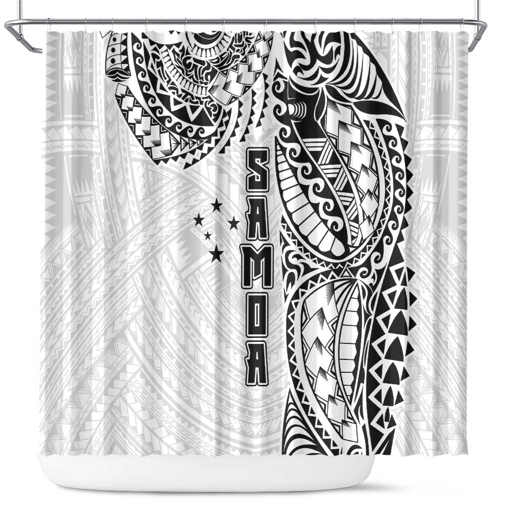 Samoa 685 Art Traditional Tattoo Pattern Shower Curtain White Color