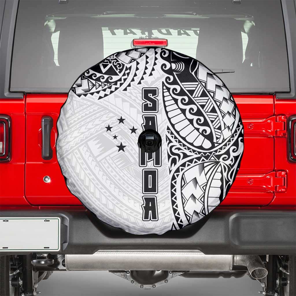 Samoa 685 Art Traditional Tattoo Pattern Spare Tire Cover White Color LT03 - Polynesian Pride