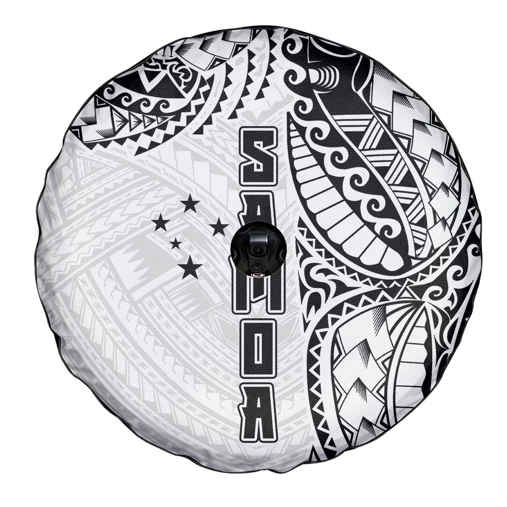 Samoa 685 Art Traditional Tattoo Pattern Spare Tire Cover White Color LT03 - Polynesian Pride