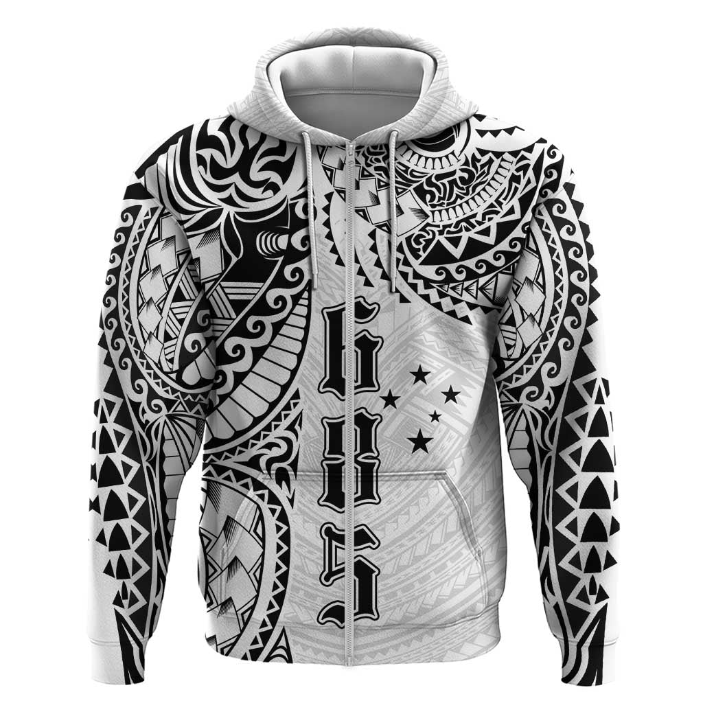 Samoa 685 Art Traditional Tattoo Pattern Zip Hoodie White Color LT03 Zip Hoodie White - Polynesian Pride