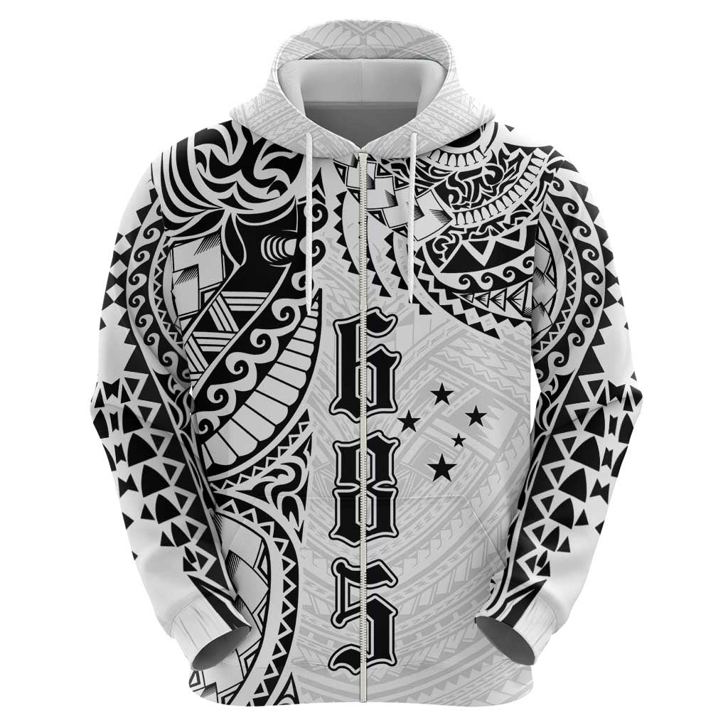 Samoa 685 Art Traditional Tattoo Pattern Zip Hoodie White Color LT03 - Polynesian Pride