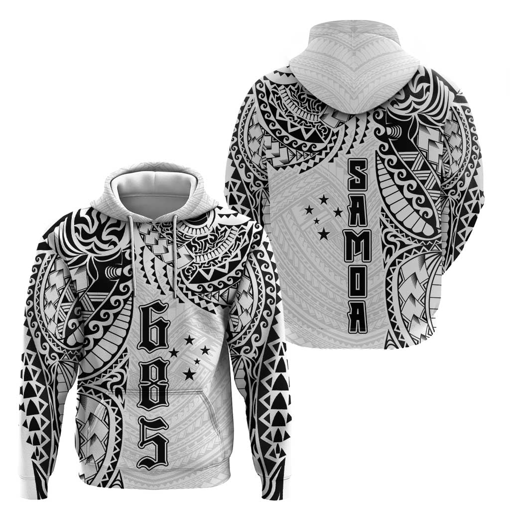 Samoa 685 Art Traditional Tattoo Pattern Zip Hoodie White Color LT03 - Polynesian Pride