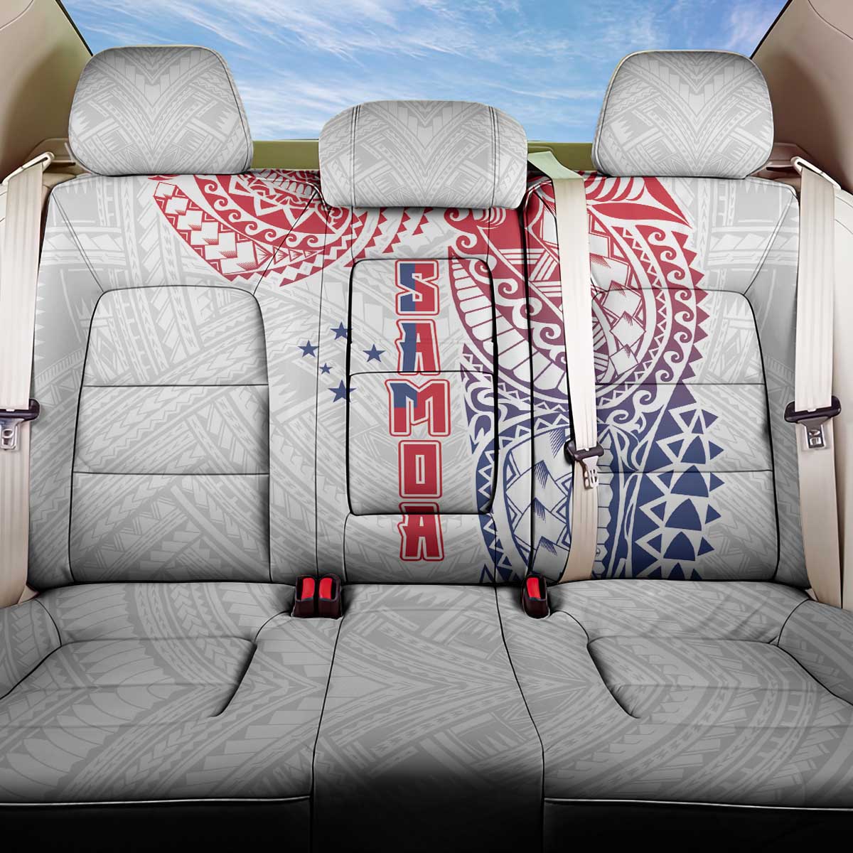 Samoa 685 Art Traditional Tattoo Pattern Back Car Seat Cover Gradient Color LT03 One Size White - Polynesian Pride