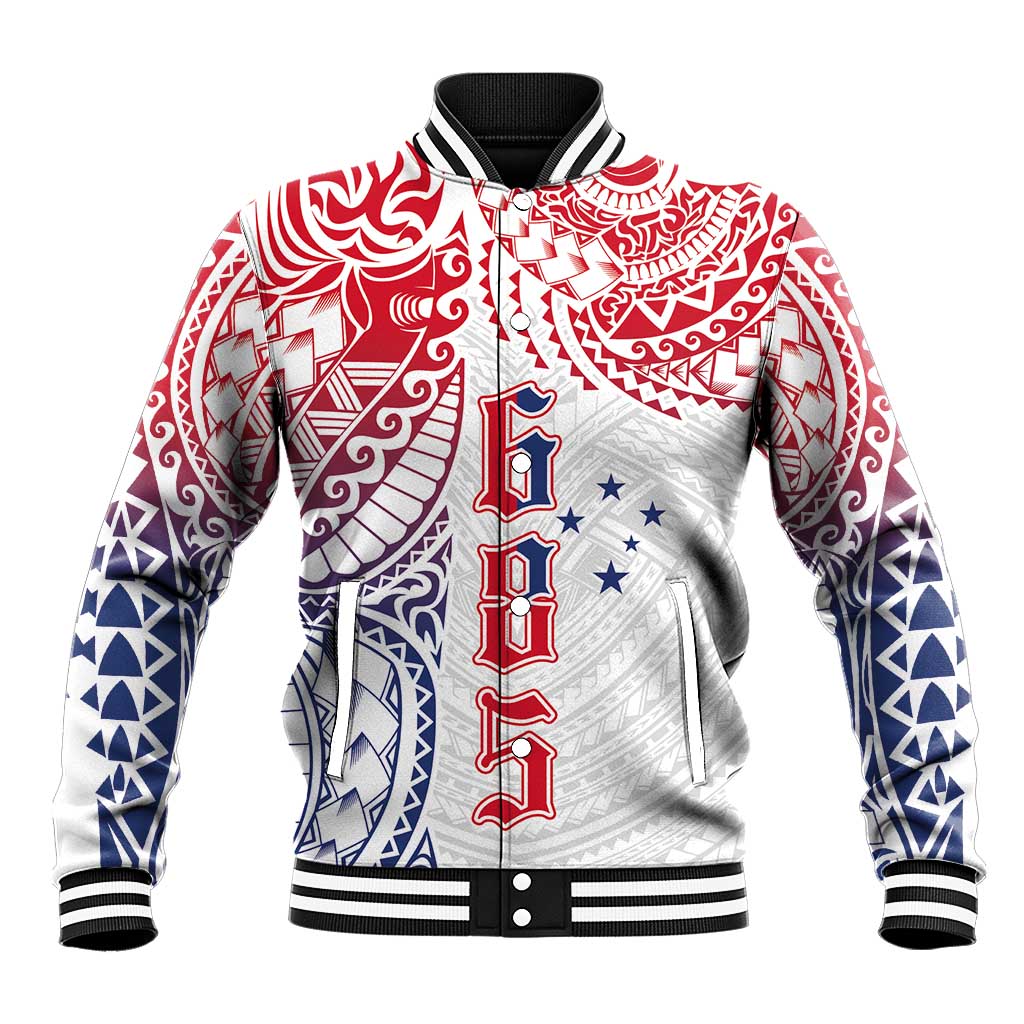 Samoa 685 Art Traditional Tattoo Pattern Baseball Jacket Gradient Color LT03 Unisex White - Polynesian Pride