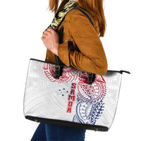 Samoa 685 Art Traditional Tattoo Pattern Leather Tote Bag Gradient Color LT03 White - Polynesian Pride