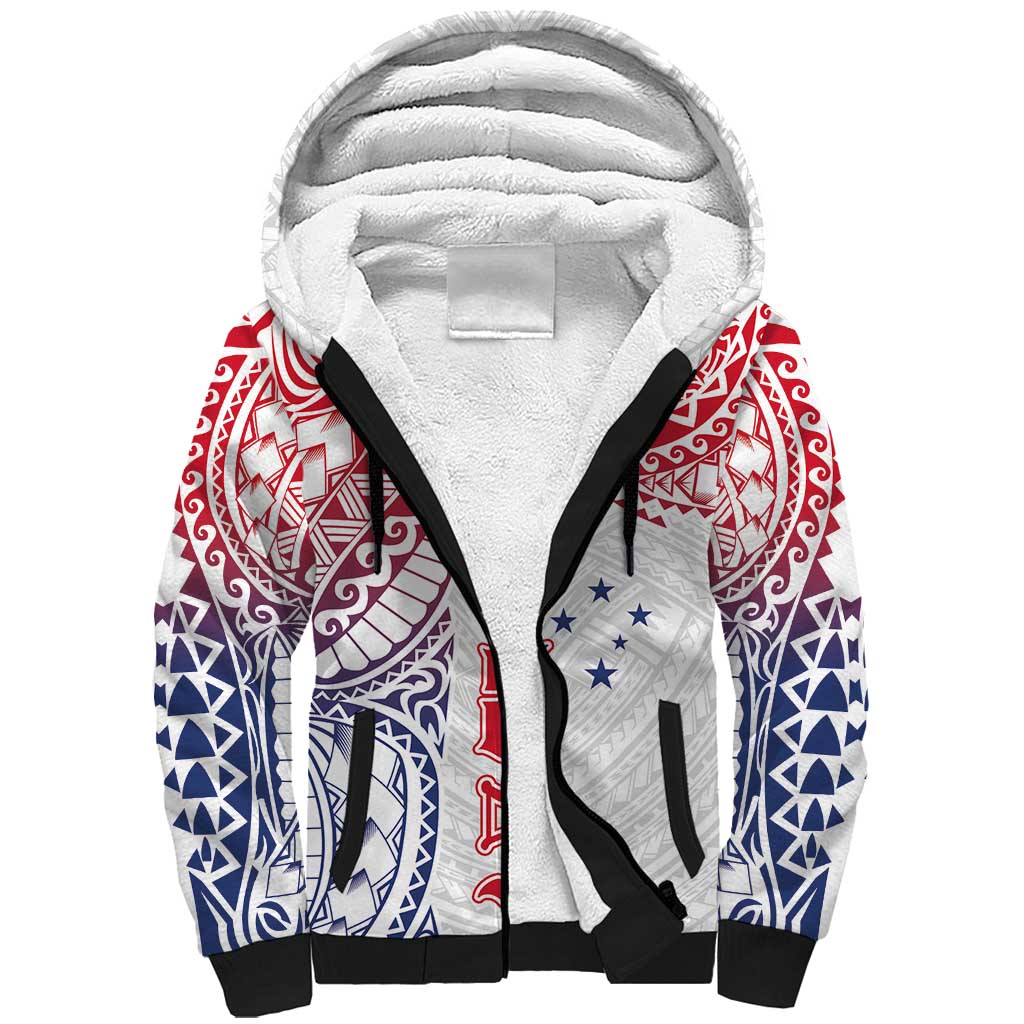 Samoa 685 Art Traditional Tattoo Pattern Sherpa Hoodie Gradient Color LT03 Unisex White - Polynesian Pride