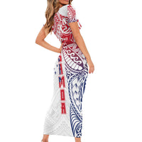 Samoa 685 Art Traditional Tattoo Pattern Short Sleeve Bodycon Dress Gradient Color LT03 - Polynesian Pride