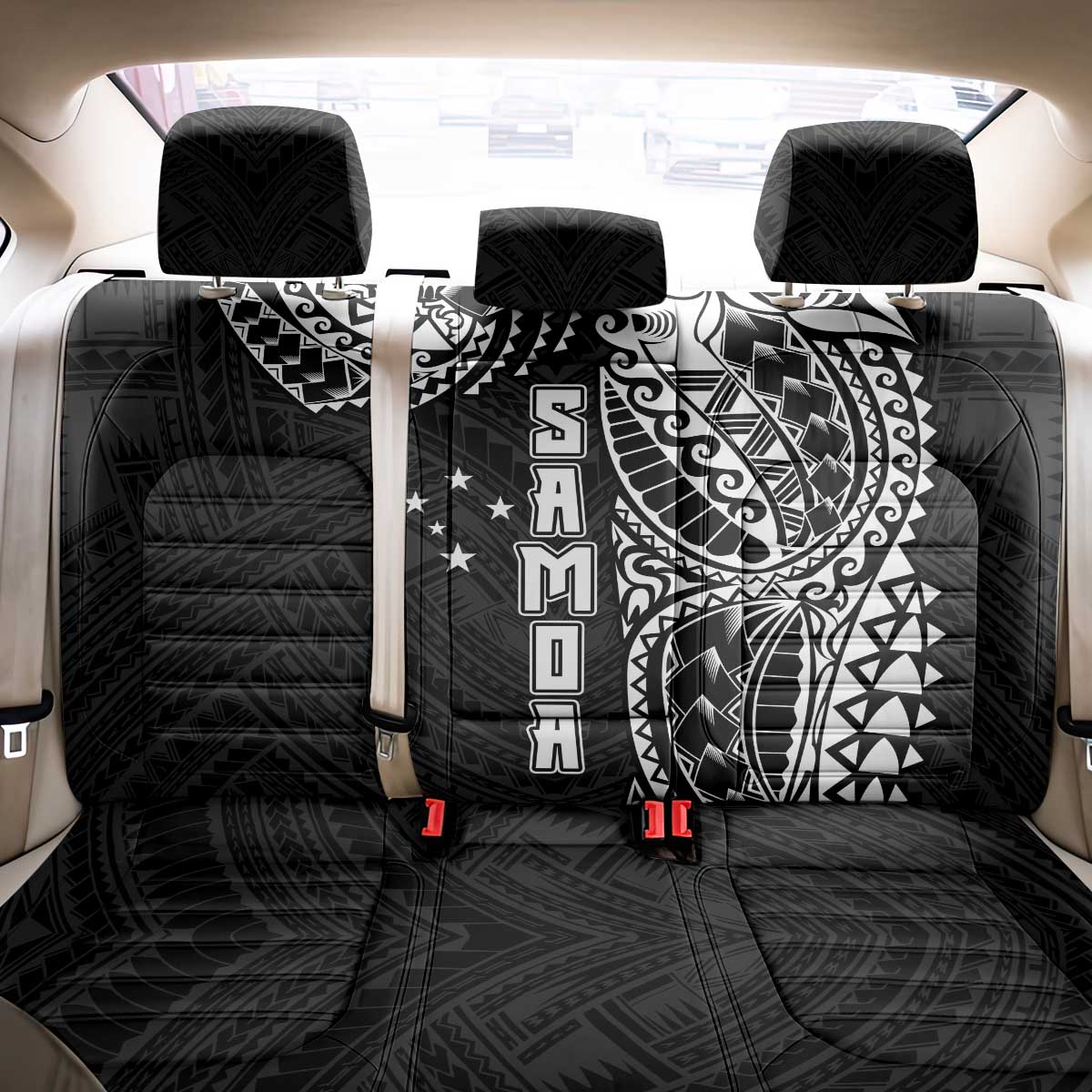 Samoa 685 Art Traditional Tattoo Pattern Back Car Seat Cover Black Color LT03 - Polynesian Pride