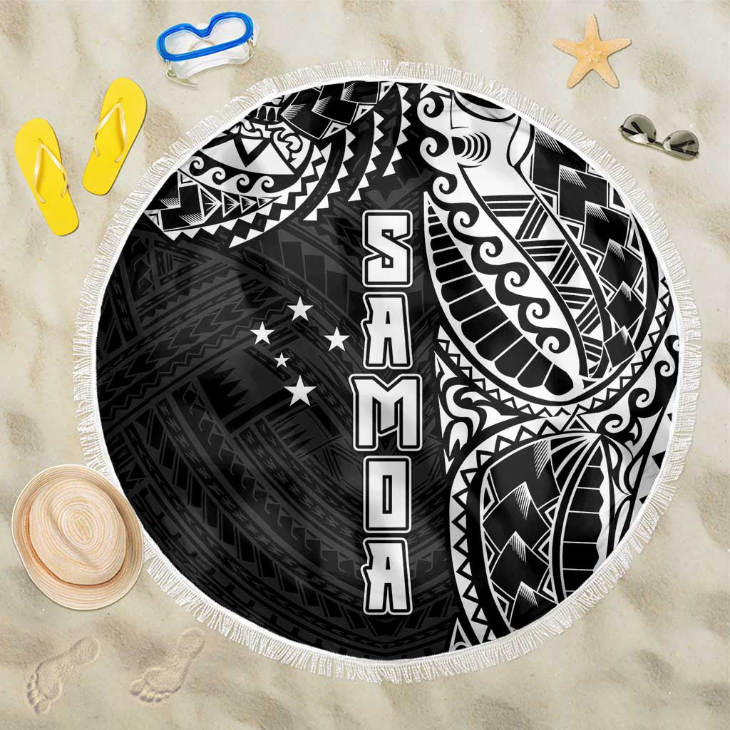 Samoa 685 Art Traditional Tattoo Pattern Beach Blanket Black Color LT03 One Size 150cm Black - Polynesian Pride