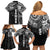 Samoa 685 Art Traditional Tattoo Pattern Family Matching Off Shoulder Short Dress and Hawaiian Shirt Black Color