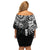 Samoa 685 Art Traditional Tattoo Pattern Family Matching Off Shoulder Short Dress and Hawaiian Shirt Black Color